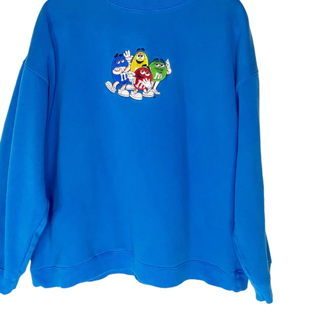 M&M’s Vintage 90s Blue Sweatshirt Embroidered Medium